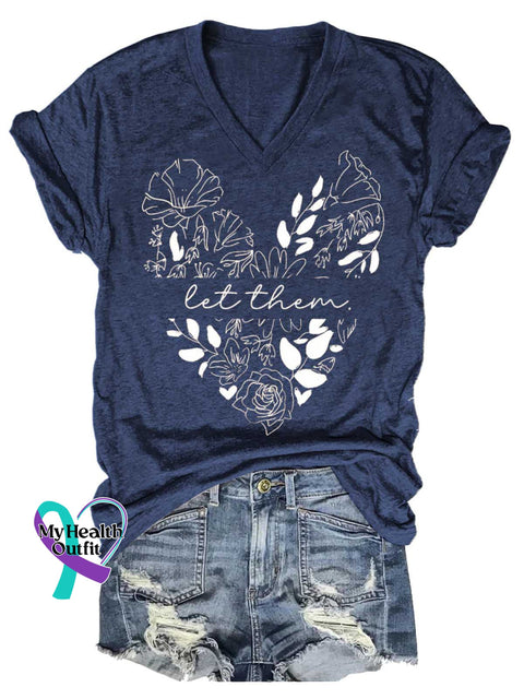 Women’s Let Them V-neck Casual T-Shirt Blue / S