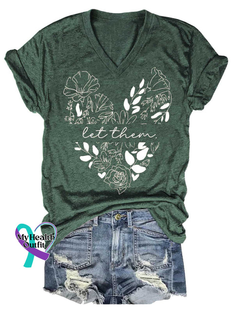 Women’s Let Them V-neck Casual T-Shirt Green / S
