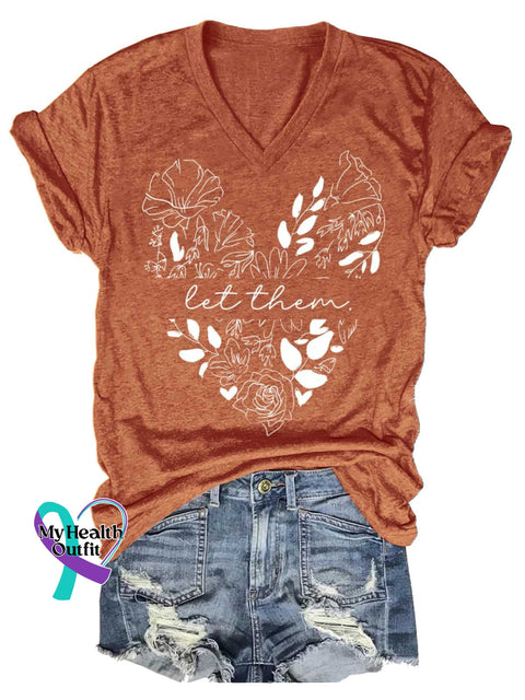 Women’s Let Them V-neck Casual T-Shirt Orange / S