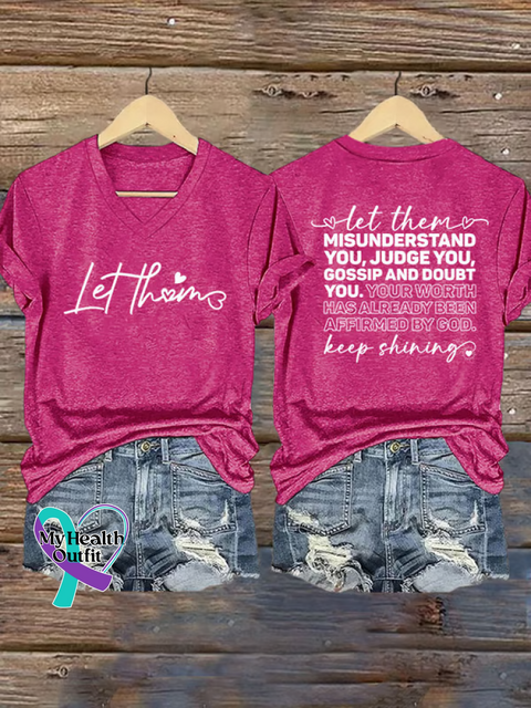 Women’s Let Them V-neck Casual T-Shirt Pink / S