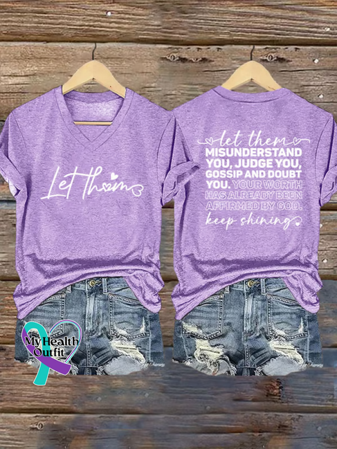 Women’s Let Them V-neck Casual T-Shirt Purple / S