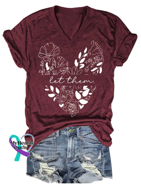 Women’s Let Them V-neck Casual T-Shirt Red / S