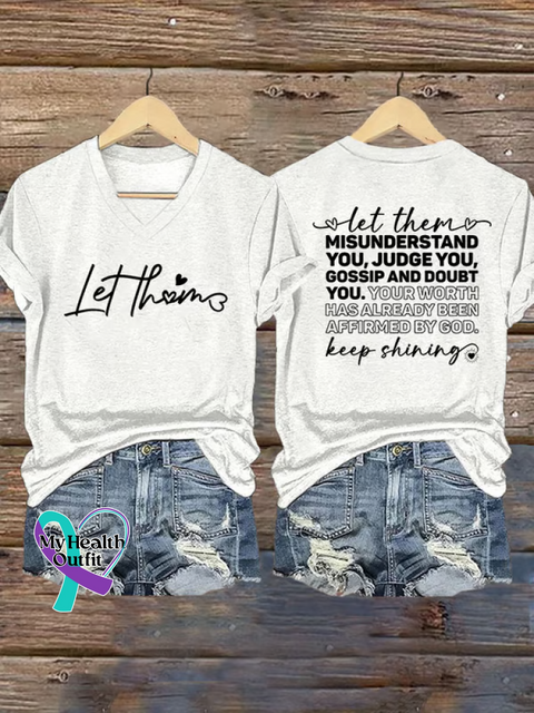 Women’s Let Them V-neck Casual T-Shirt White / S