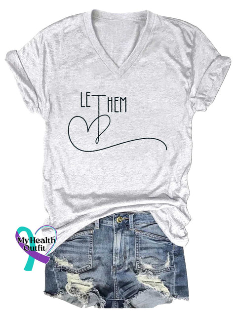 Women’s LET THEM V-neck Casual T-Shirt White / S