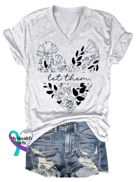 Women’s Let Them V-neck Casual T-Shirt White / S