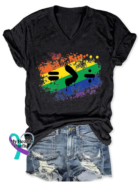 Women’s Lgbt Pride Print V-Neck T-Shirt Black / S