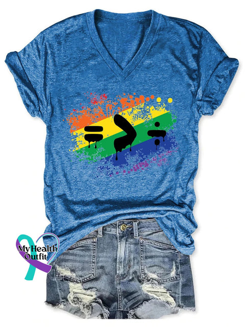 Women’s Lgbt Pride Print V-Neck T-Shirt Blue / S