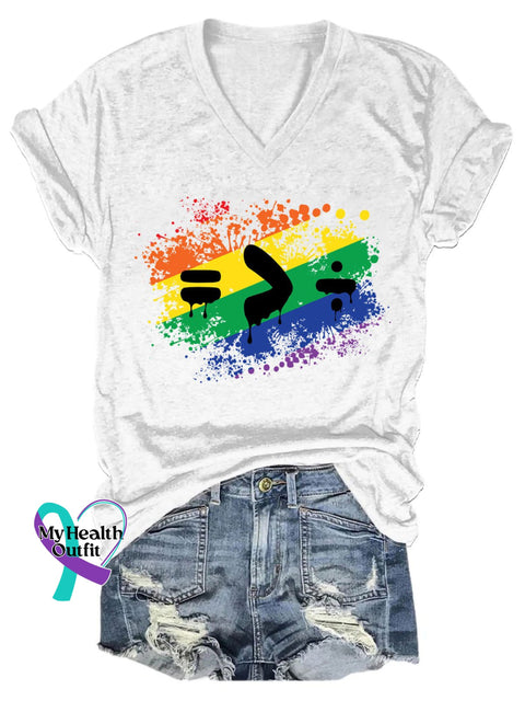 Women’s Lgbt Pride Print V-Neck T-Shirt White / S