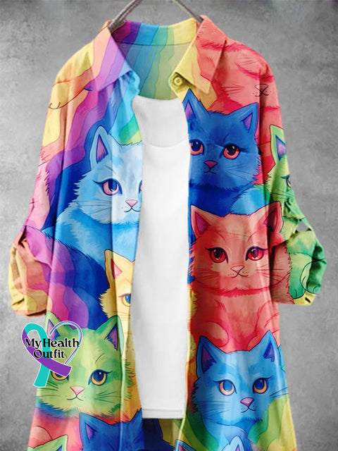 Women’s Lgbt Rainbow Cat Art Print Dress