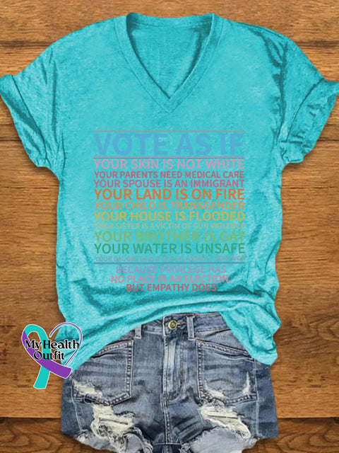 Women’s Lgbtq + ’Vote As If’ Printed T-Shirt Water Blue / S