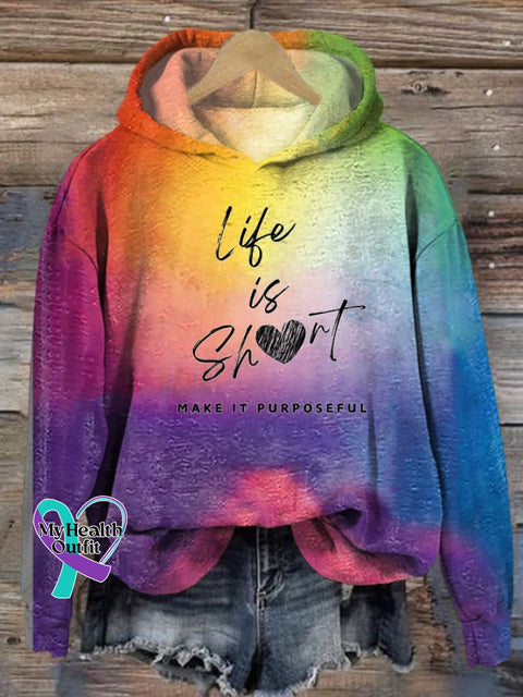 Women’s Life is Short Make it Purposeful Printed Hooded Sweatshirt Picture 1 / S