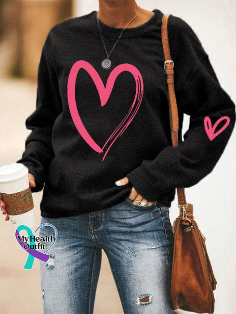 Women’s Love Heart Casual Sweatshirt Black / S