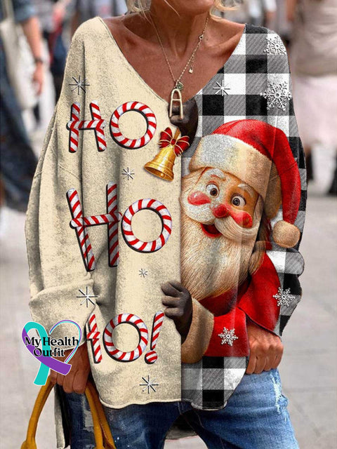 Women’s Lovely Christmas Santa Art Print Casual Sweatshirt Multicolor / S