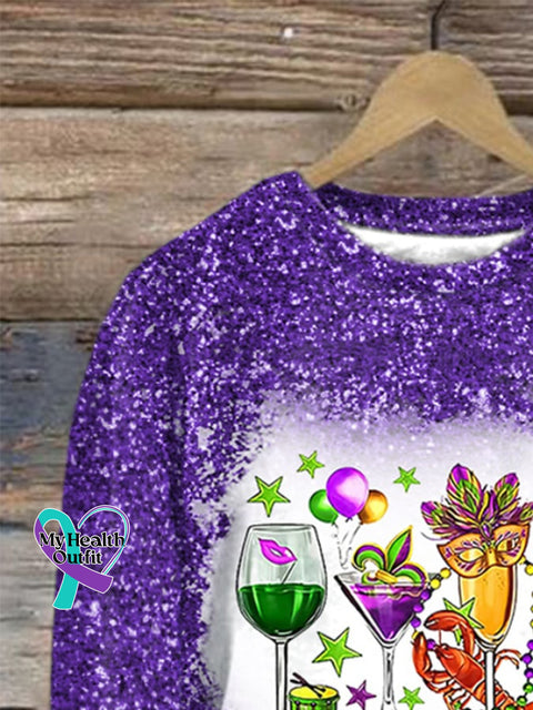 Women’s Mardi Gras Print Long Sleeve Sweatshirt