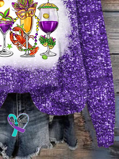 Women’s Mardi Gras Print Long Sleeve Sweatshirt
