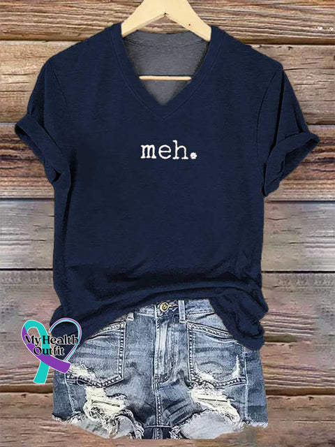Women’s Meh. V-neck Casual T-Shirt Blue / S