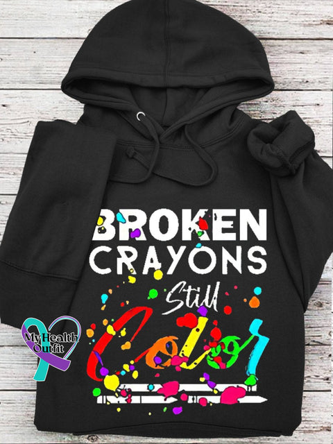 Women’s Men’s Unisex Broken Crayons Still Color Casual Hoodie Black / S