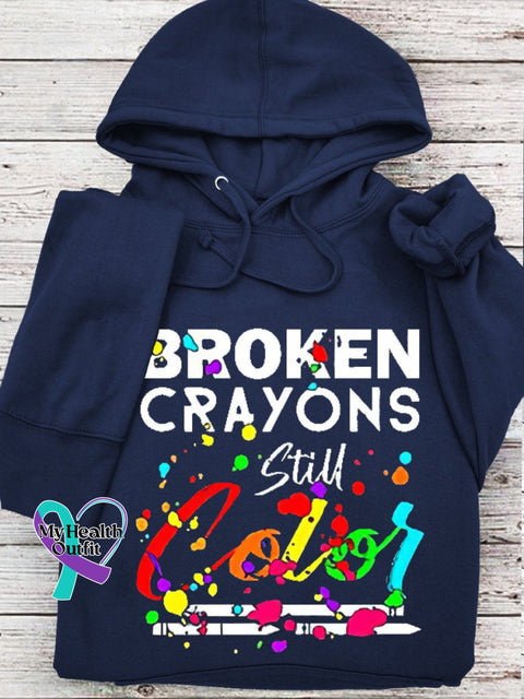 Women’s Men’s Unisex Broken Crayons Still Color Casual Hoodie Navy / S