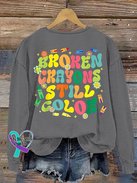 Women’s Men’s Unisex Broken Crayons Still Color Casual Sweatshirt Grey / S