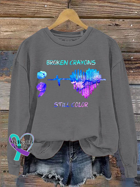 Women’s Men’s Unisex Broken Crayons Still Color Casual Sweatshirt Grey / S