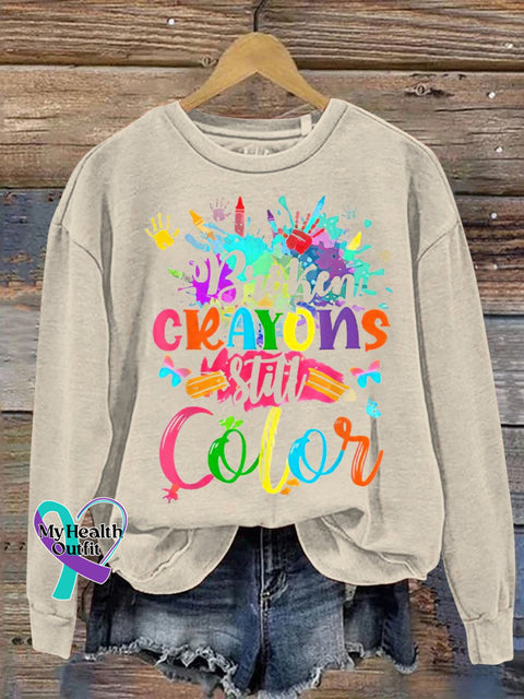 Women’s Men’s Unisex Broken Crayons Still Color Casual Sweatshirt Sand / S