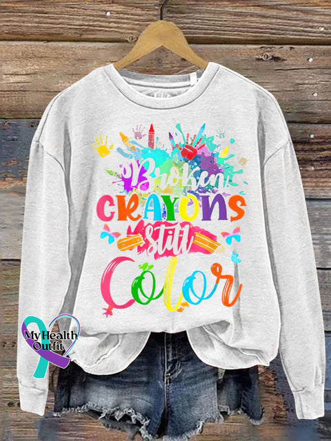 Women’s Men’s Unisex Broken Crayons Still Color Casual Sweatshirt White / S