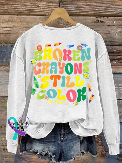 Women’s Men’s Unisex Broken Crayons Still Color Casual Sweatshirt White / S