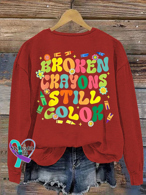 Women’s Men’s Unisex Broken Crayons Still Color Casual Sweatshirt Windred / S