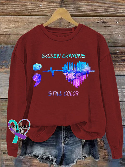 Women’s Men’s Unisex Broken Crayons Still Color Casual Sweatshirt Windred / S