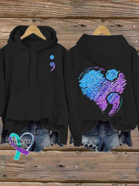 Women’s Men’s Unisex Broken Crayons Still Color Print Casual Hoodie Black / S