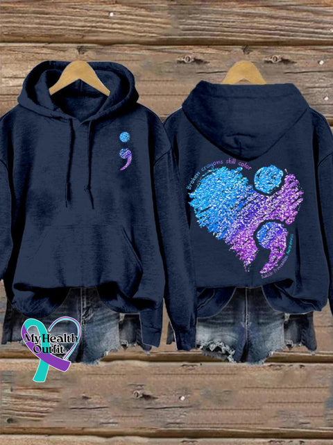 Women’s Men’s Unisex Broken Crayons Still Color Print Casual Hoodie Navy / S