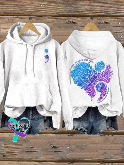 Women’s Men’s Unisex Broken Crayons Still Color Print Casual Hoodie White / S