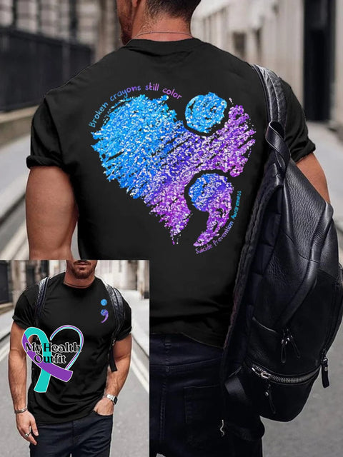Women’s Men’s Unisex Broken Crayons Still Color Suicide Prevention Awareness T-Shirt Black / S