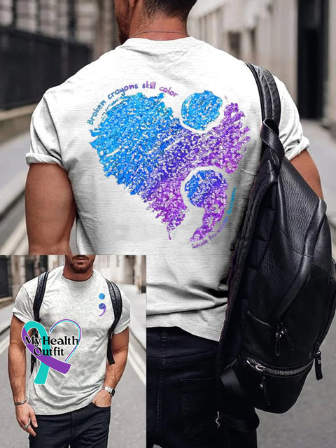 Women’s Men’s Unisex Broken Crayons Still Color Suicide Prevention Awareness T-Shirt White / S