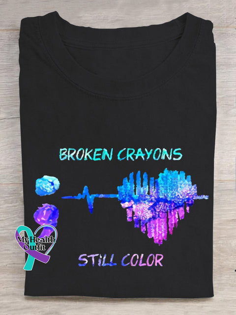 Women’s Men’s Unisex Broken Crayons Still Color T-Shirt Black / S