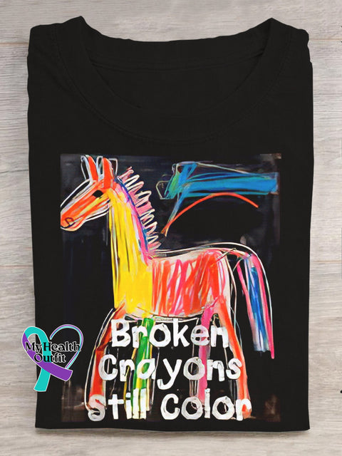 Women’s Men’s Unisex Broken Crayons Still Color T-Shirt Black / S