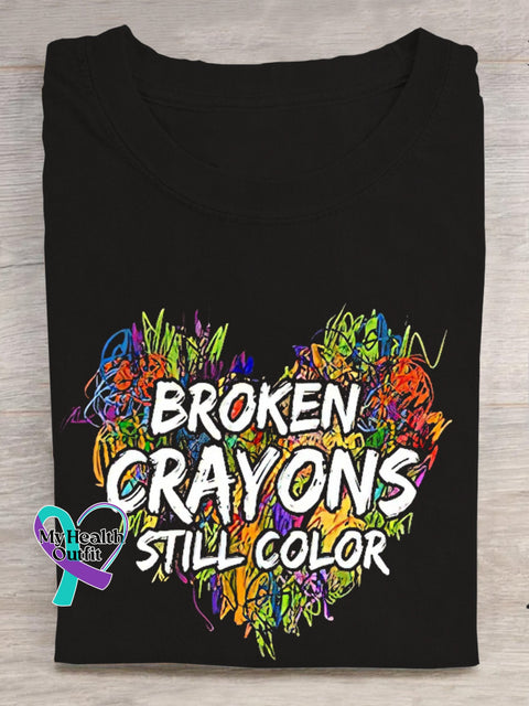 Women’s Men’s Unisex Broken Crayons Still Color T-Shirt Black / S