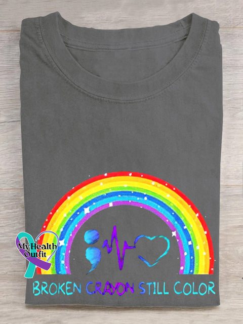 Women’s Men’s Unisex Broken Crayons Still Color T-Shirt Grey / S