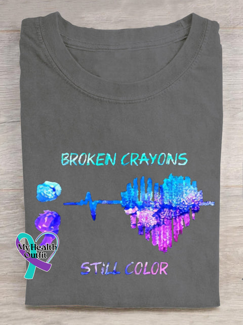 Women’s Men’s Unisex Broken Crayons Still Color T-Shirt Grey / S