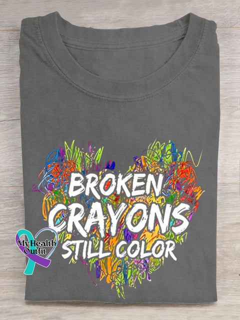 Women’s Men’s Unisex Broken Crayons Still Color T-Shirt Grey / S