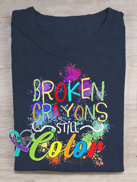Women’s Men’s Unisex Broken Crayons Still Color T-Shirt Navy / S