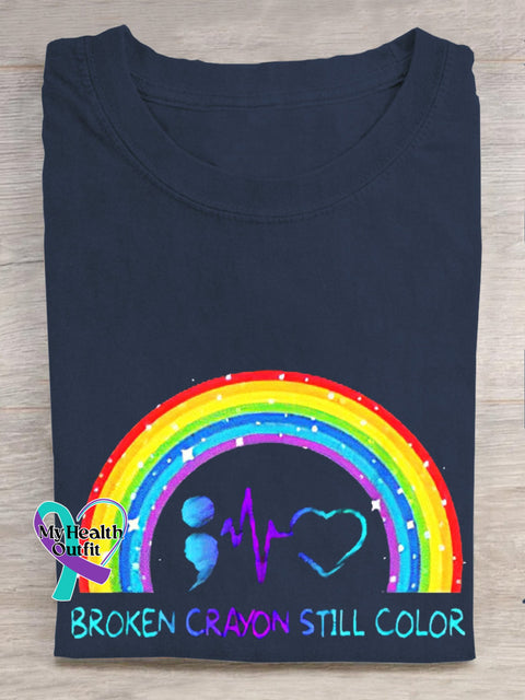 Women’s Men’s Unisex Broken Crayons Still Color T-Shirt Navy / S