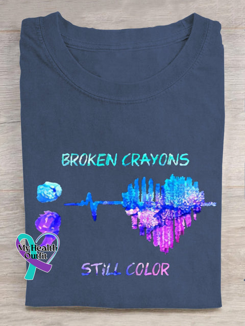 Women’s Men’s Unisex Broken Crayons Still Color T-Shirt Navy / S