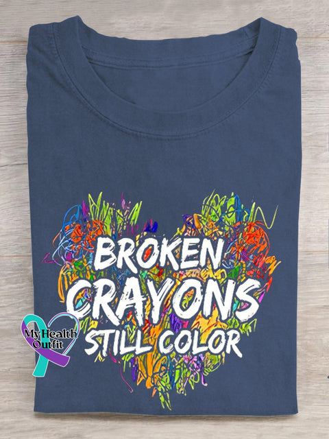 Women’s Men’s Unisex Broken Crayons Still Color T-Shirt Navy / S