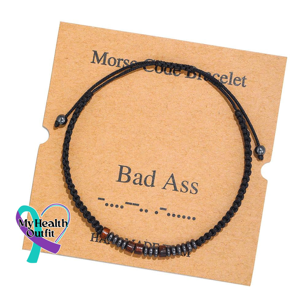 Women’s Men’s Unisex Morse Code Alphanumeric Weave Couple Bracelet Bad Ass