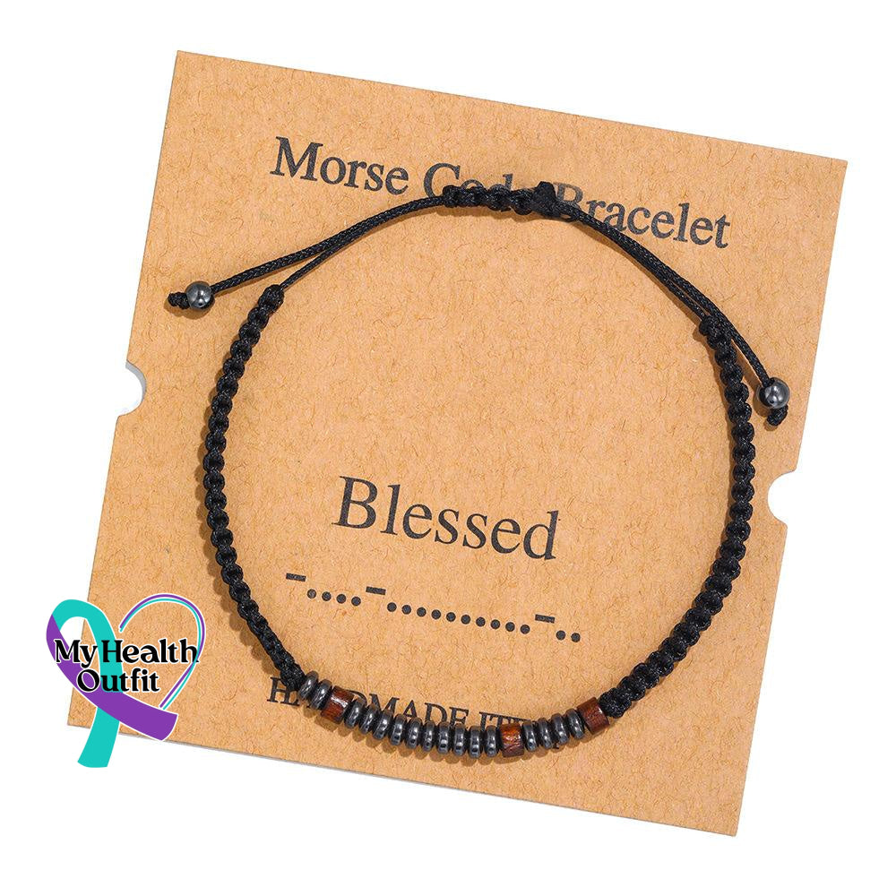 Women’s Men’s Unisex Morse Code Alphanumeric Weave Couple Bracelet Blessed