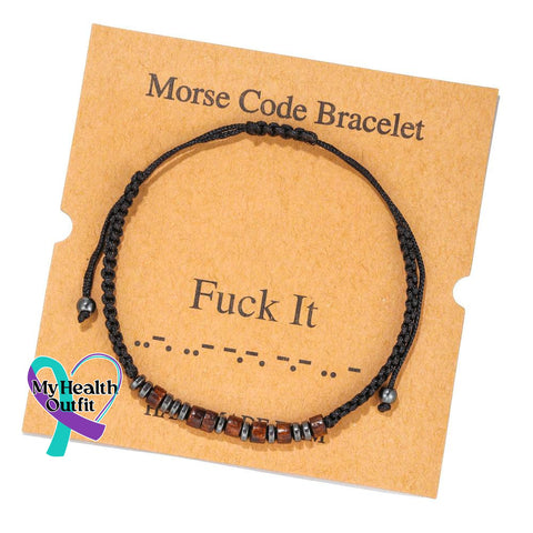 Women’s Men’s Unisex Morse Code Alphanumeric Weave Couple Bracelet Fuck It