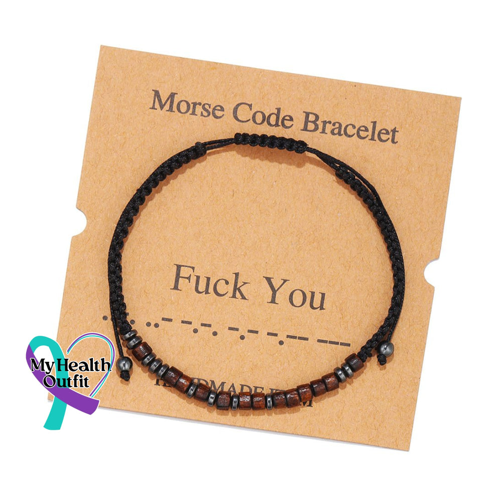 Women’s Men’s Unisex Morse Code Alphanumeric Weave Couple Bracelet Fuck You