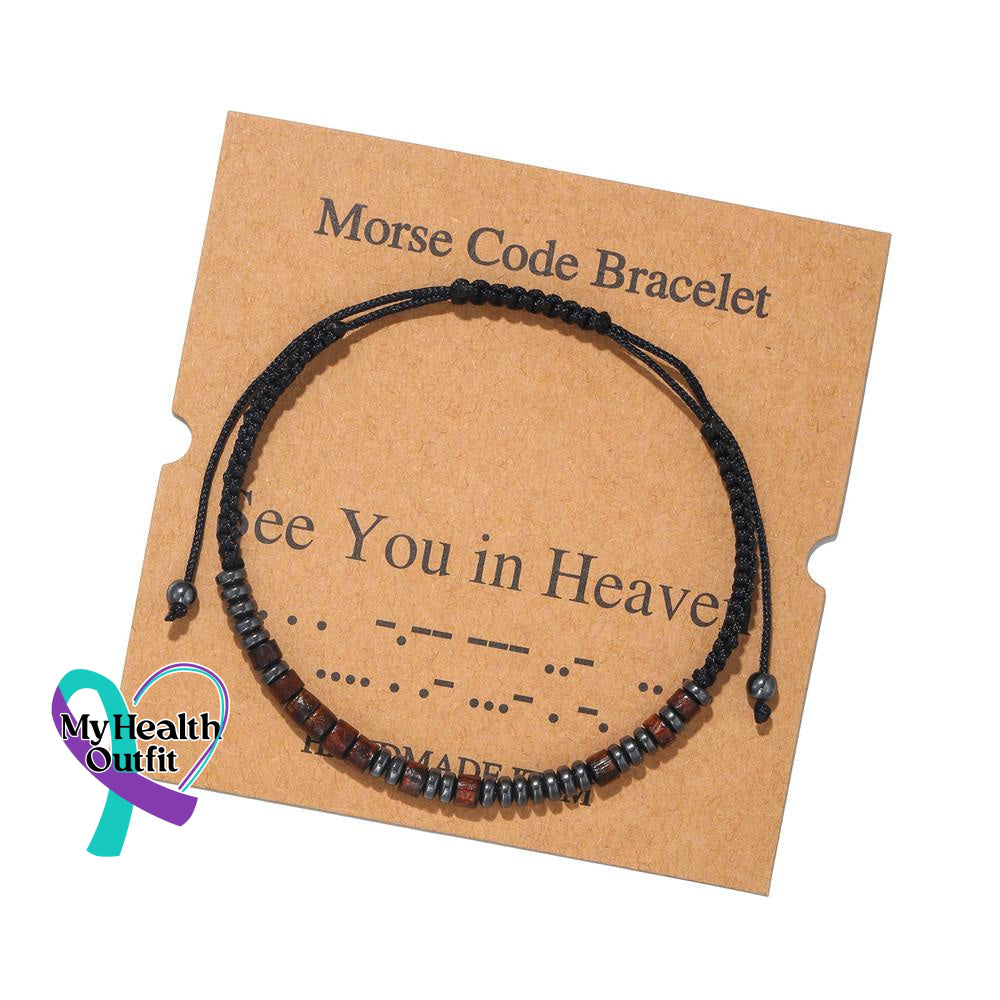 Women’s Men’s Unisex Morse Code Alphanumeric Weave Couple Bracelet See You In Heaven