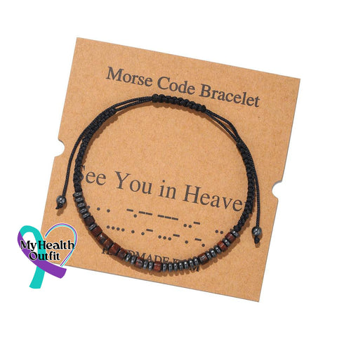 Women’s Men’s Unisex Morse Code Alphanumeric Weave Couple Bracelet See You In Heaven
